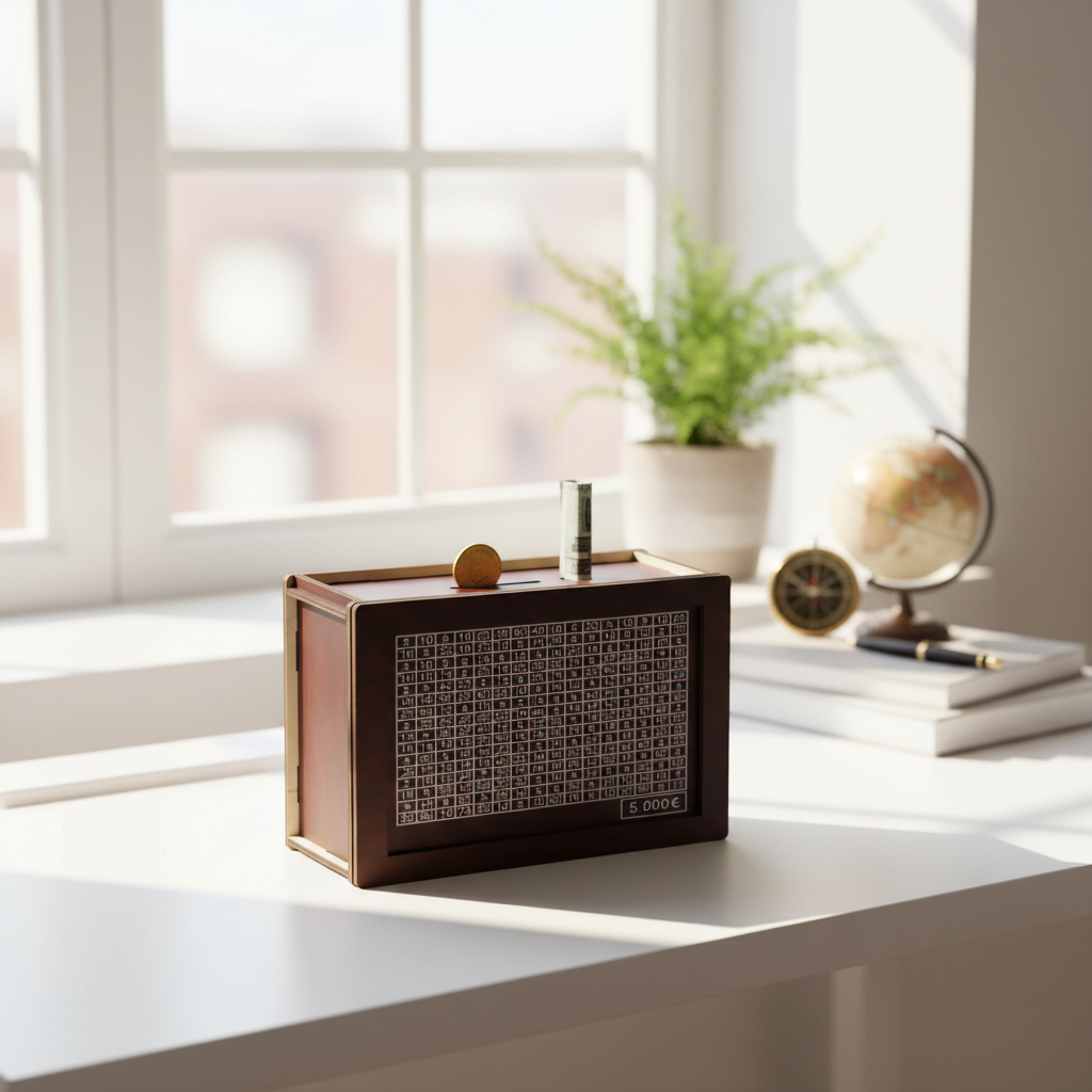 Money Saving Box in inspiring lifestyle setting